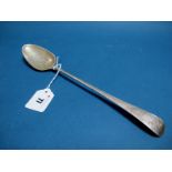 A Hallmarked Silver Old English Pattern Basting Spoon, CSWF(?), London 1787, initialled, 30cm long.