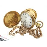Vertex Revue; A 9ct Gold Cased Hunter Pocketwatch, the signed white dial with black Roman numerals