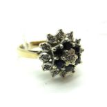 A 9ct Gold Cluster Dress Ring, illusion set (finger size L).