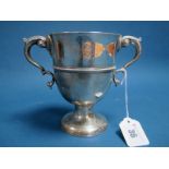 An Irish Part Hallmarked Silver Twin Handled Pedestal Cup, Matthew Walsh, Dublin (no date letter),