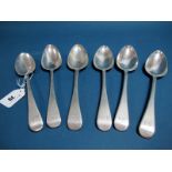 A Matched Set of Six Hallmarked Silver Old English Pattern Table Spoons, William Eley & William