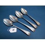 A Pair of Hallmarked Silver Old English Pattern Table Spoons, George Smith, London 1798, initialled;