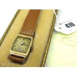 Rolex; A Vintage 9ct Gold Cased Wristwatch, the signed dial with Arabic numerals and seconds