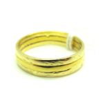 A 22ct Gold Band, of three row design (finger size T) (5grams).