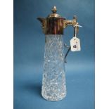 A Hallmarked Silver Mounted Lead Crystal Claret Jug, G&G Co Ltd, Sheffield 1993, with mask spout and