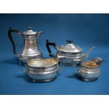 A Matched Hallmarked Silver Four Piece Tea Set, Messrs Hutton, Sheffield 1918, 1919, each of plain