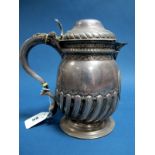 A Hallmarked Silver Lidded Jug, Martin Hall & Co Ltd, Sheffield (date letter rubbed), semi