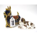 A Royal Crown Derby Paperweight 'Scottish Terrier', gold stopper, date code for 2006, 11cm high;
