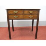 An Early XIX Century Oak Side Table, with two small and one long drawer, on square legs, 73cm wide.