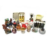 An Assortment of Novelty Jugs, Birds, Animals and Flagons, mostly empty, including Beneagles,