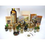 A Collection of 36 Whisky Miniatures and Whisky Books, plus Chivas Regal 1993 Coronation £5 Coin.