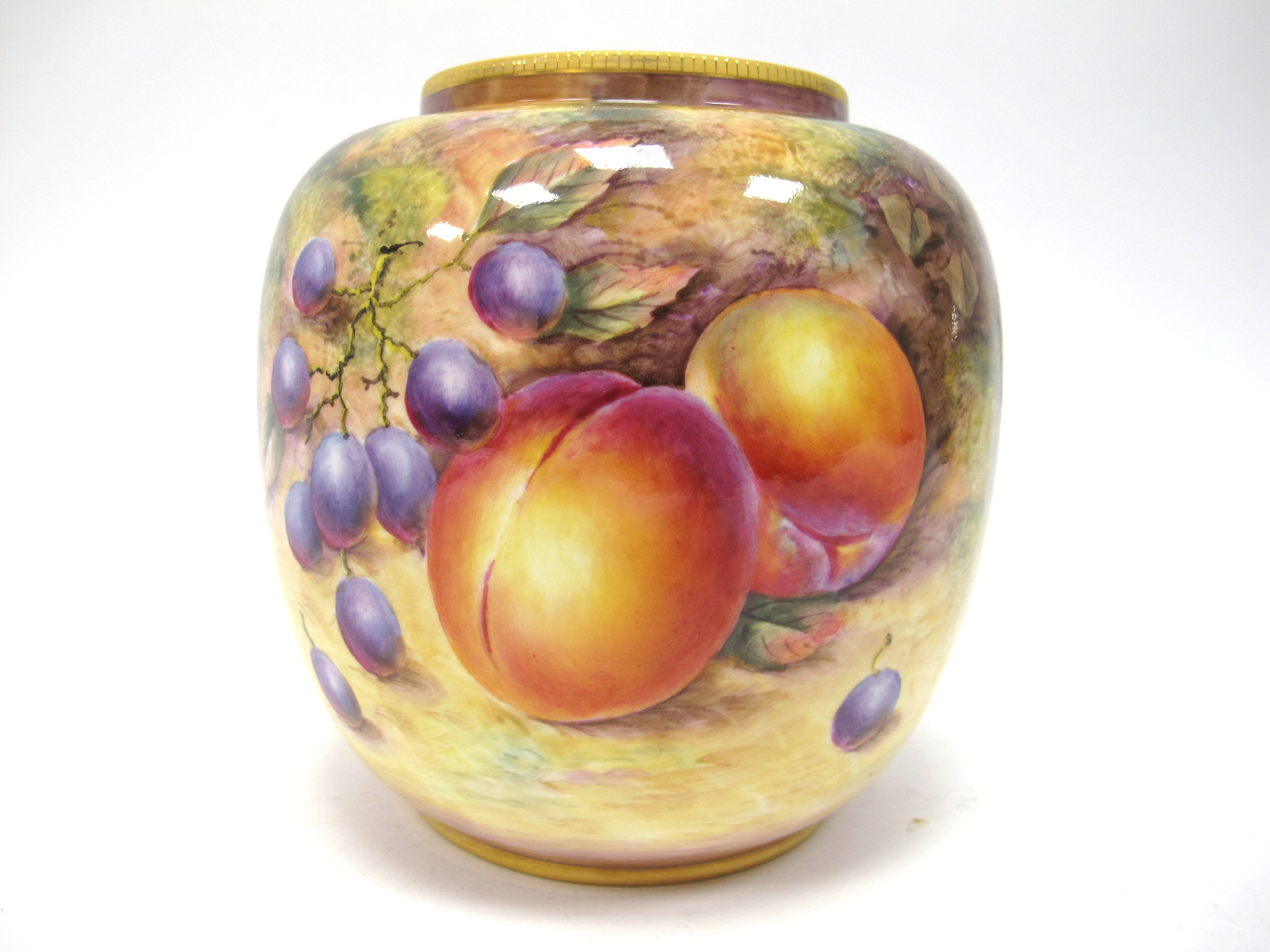 A Royal Worcester Porcelain Ginger Jar and Cover, (in pieces), of ovoid form, painted by Sibley