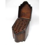 A George III Mahogany Inlaid Serpentine Shaped Knife Box, the hinged lid enclosing a fitted