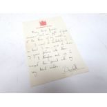Royalty Interest; A Facsimile Letter From Queen Elizabeth II, on Buckingham Palace notepaper