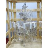 A Mid XX Century Clear Glass Hanging Chandelier, with twelve sconces, the upper section with