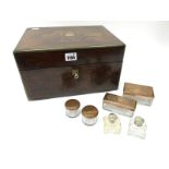 A Mid XIX Century Rosewood and Brass Bound Dressing Table/Writing Box, the central brass plaque