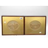 A Pair of Mid XIX Century Oval Cork Pictures, carved in relief, one of 'Badelsberg Castle', the