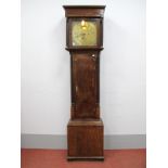 An XVIII Century Oak Eight-Day Longcase Clock, the (replaced) hood with stepped pediment and