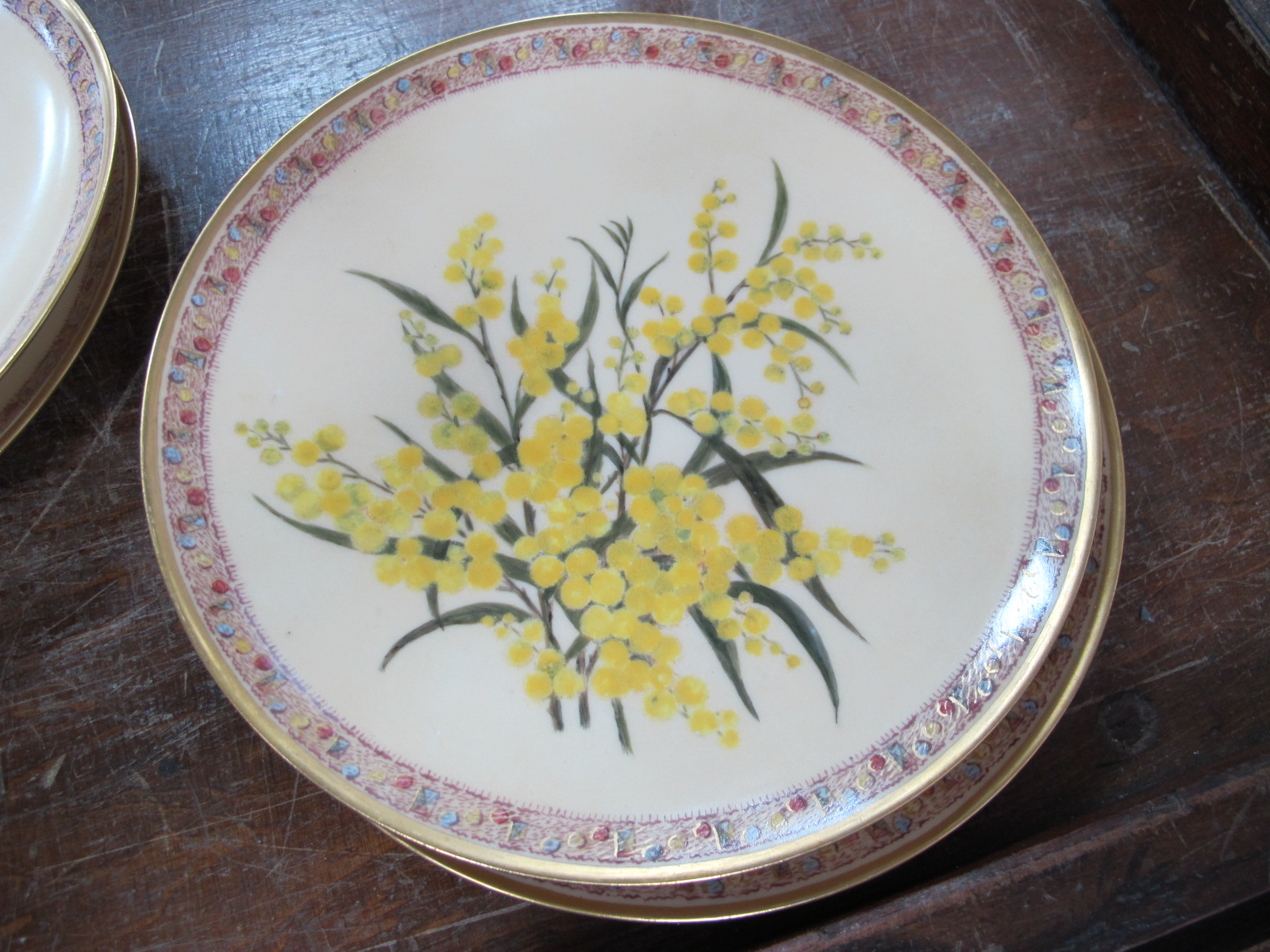 An Early XX Century Haviland Limoges Porcelain Dessert Service, each piece painted by N. Edwards - Image 3 of 6