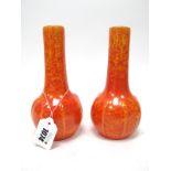 A Pair of Pilkington's Royal Lancastrian Pottery Bottle Vases, the fluted globular bodies with