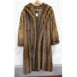 A Full Length Mid Brown Mink Coat, wrap over style, retailers label for "Joseph Fox Furriers", 108cm