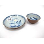 A Nanking Cargo Chinese Porcelain Tea Bowl and Saucer, the interior painted in an underglaze blue