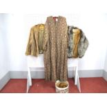 A Brown Mink Stole, Fox Fur Tippet, and Short Fur Jacket; together with a heavy brocade kaftan (