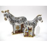 A Royal Crown Derby 'Zebra' Paperweight, gold stopper, date code for 2007, 17cm high; Another, 'Baby