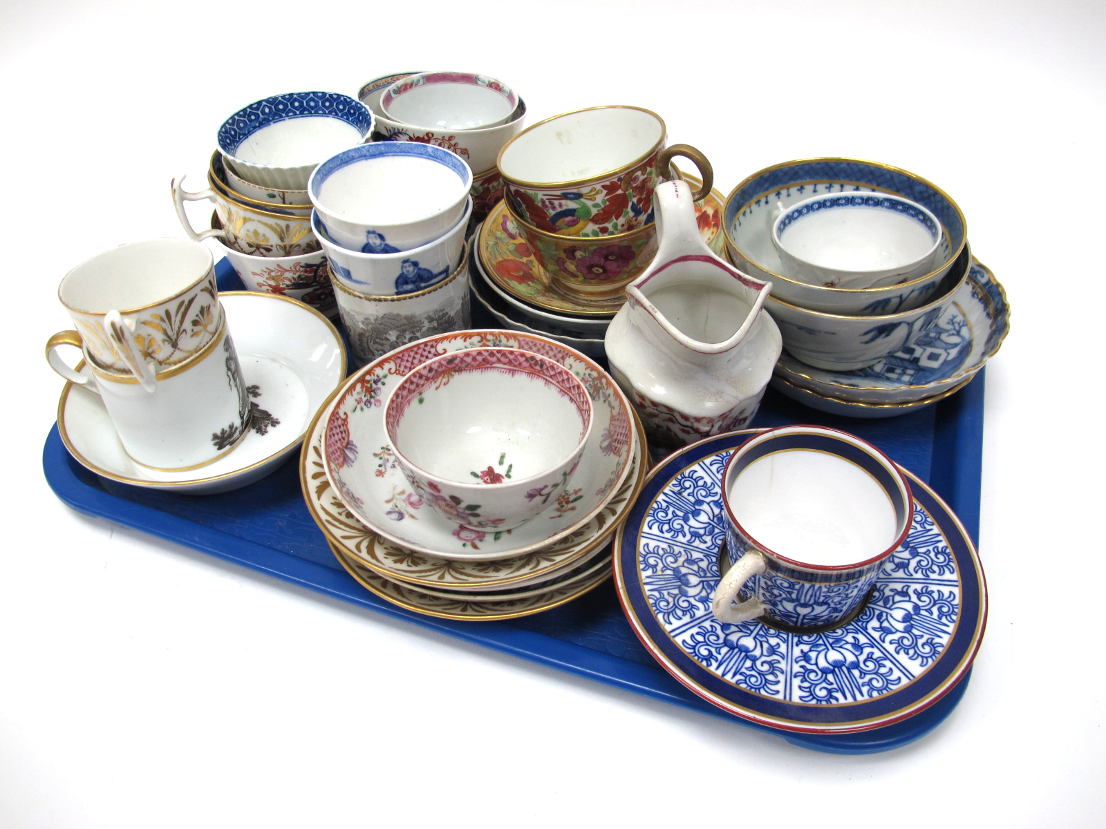 A Collection of Mainly English Tea Ware, some decorated in the chinoiserie style, including a