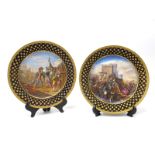 A Pair of French Porcelain Late XIX Century Cabinet Plates, the centres each painted by Leber,