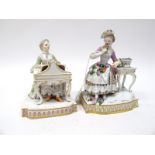 A Pair of Early XX Century Meissen Porcelain Figures 'Smell' and 'Touch', one modelled as a lady