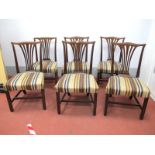 A Set of Six George III Style Mahogany Dining Chairs, each with pierced splat back, on square