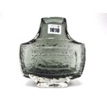A Geoffrey Baxter for Whitefriars Glass 'TV' Vase, in pewter coloured textured glass, pattern