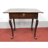 A Mid XVIII Century Joined Oak Side Table, with two piece top, baton ends and single drawer, on