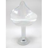 John Ditchfield for Glasform; A 'Jack in the Pulpit' Irridescent White Glass Vase, on bulbous