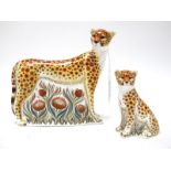 A Royal Crown Derby Paperweight 'Cheetah', gold stopper, date code for 2007,13cm high; Another, '