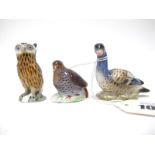 Two Meissen Porcelain Miniature Models of an Owl and a Game Bird, 4.5cm high, (both having base