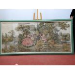 A Mid XX Century Machine Woven Tapestry, depicting XVIII Century Courtiers in a Italianate