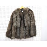 A Short Fox Fur Jacket, collarless, 70cm long.