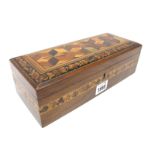 A XIX Century Tunbridge Ware Rectangular Shaped Box, with marquetry cube decoration, within