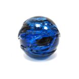 A Spherical Purple Iridescent Glass Paperweight, probably by John Ditchfield (unmarked), with