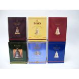 Whisky - Six Bell's Commemorative Bell Decanters, including five for Christmas's 1992, 2000, 2001,
