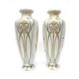 A Pair of Early XX Century "Arnhem" Pottery Vases, of elongated baluster form, painted in muted