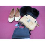 A Black Leather Radley Handbag, a Jane Shilton beige leather handbag, a pair of Ralph Lauren flat '
