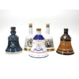 Whisky - Five Bell's Commemorative Bell Decanters, including 60th Birthday of Her Majesty Queen