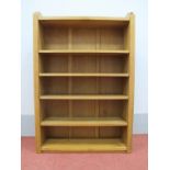 A Robert Thompson 'Mouseman' Oak Open Bookcase, with four adjustable shelves, raised upstand.