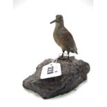 A Cold Painted Bronze Model of a Snipe, in the Bergmann style, mounted on a mineral base, 14.5cm