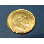 Edward VII Gold Sovereign 'Sydney', 1908, accompanied by Westminster C.O.A., (8.0g).