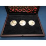 The Centenary of The First World War Five Pound Gold Proof Three Coin Set, comprising of Jersey £5