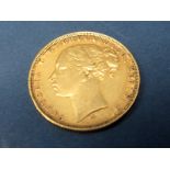 Queen Victoria Young Head Gold Sovereign, 1878 'M', accompanied by Westminster C.O.A., (8.0g).